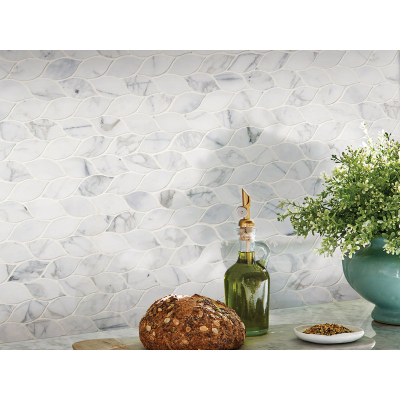 Venatino Elysia x 12 in. x 13 in. Polished Marble Mosaic Floor and Wall Tile