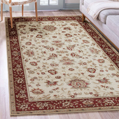  Weisgerber Oriental Floral Medallion Ivory Brick Area Rug