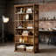 Élégante armoire de rangement de style campagnard avec bibliothèque spacieuse, tablettes réglables et fabrication en panneau de fibres à densité moyenne durable