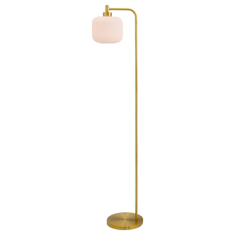 Jacobson Arched Ribbed Glass Floor Lamp, White