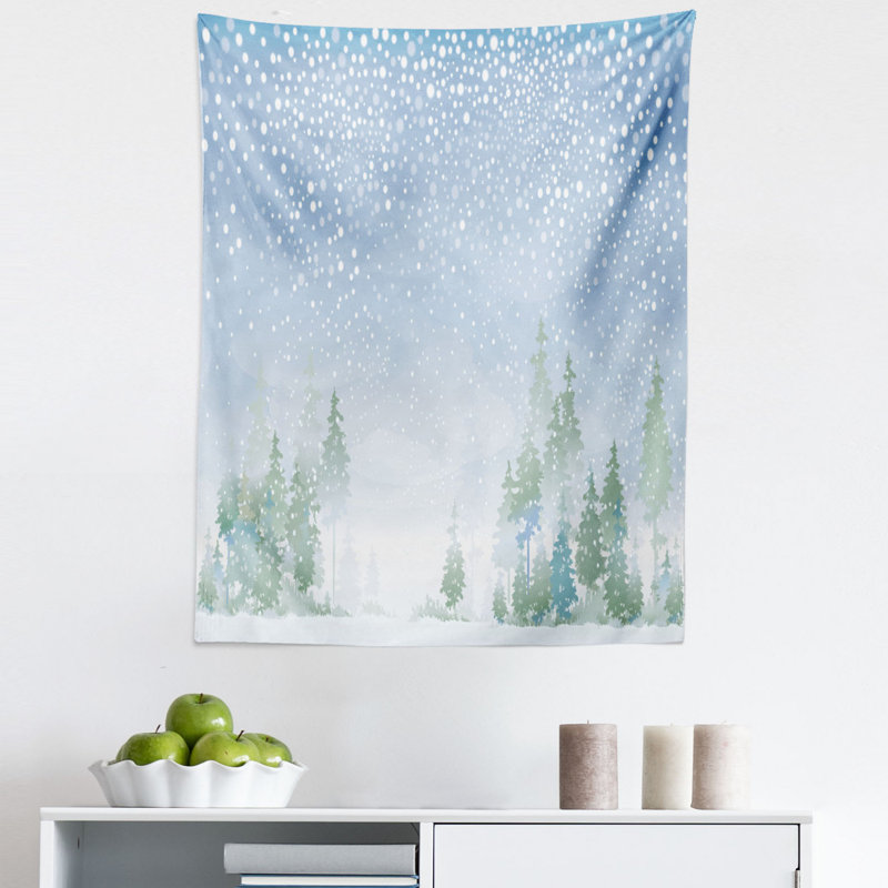 Misty Outdoor Scene of a Forest Tapestry, 71.12cm H x 58.42cm W