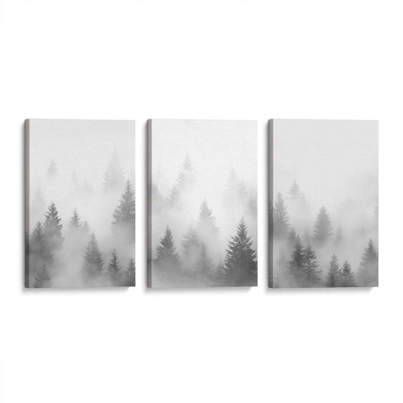 Foggy Echoes, ensemble de 3 toiles encadrées, H 18 po x l 36 po x P 1,25 po, Toile tendue