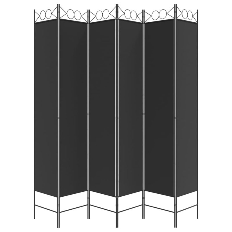 Casida Folding Room Divider, Black, 6, 240 x 220 cm