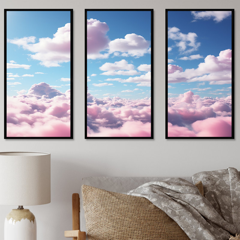 Sky Sky Horizon I - art mural ciel, H 28 po x l 36 po x P 1 po, Cadre flottant noir