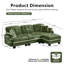 Canapé en forme de L en chenille avec 4 coussins, repose-pieds mobile et garniture capitonnée matelassée de conception ergonomique, canapé à assise profonde facile à assembler pour le salon, le bureau, un appartement, vert-133931566-133931569