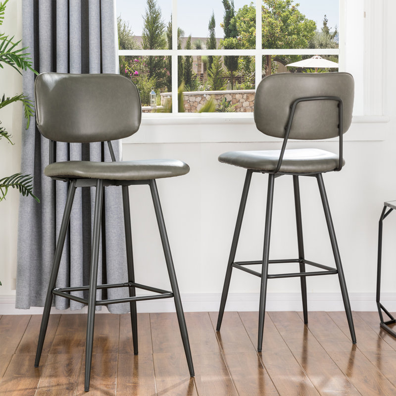 Upholstered Counter Stool with Metal Frame
