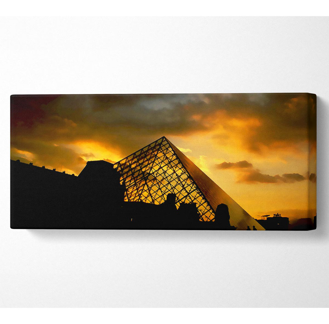 Paris Louvre Pyramide im ersten Licht Panorama-Leinwand