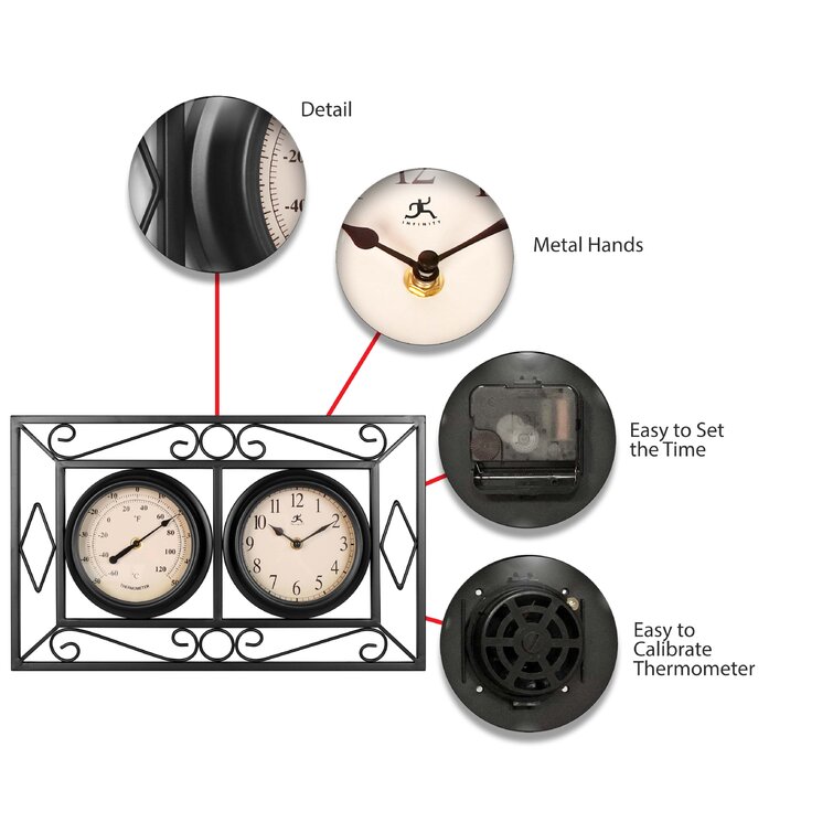 8'' Wireless Outdoor Clock Thermometer