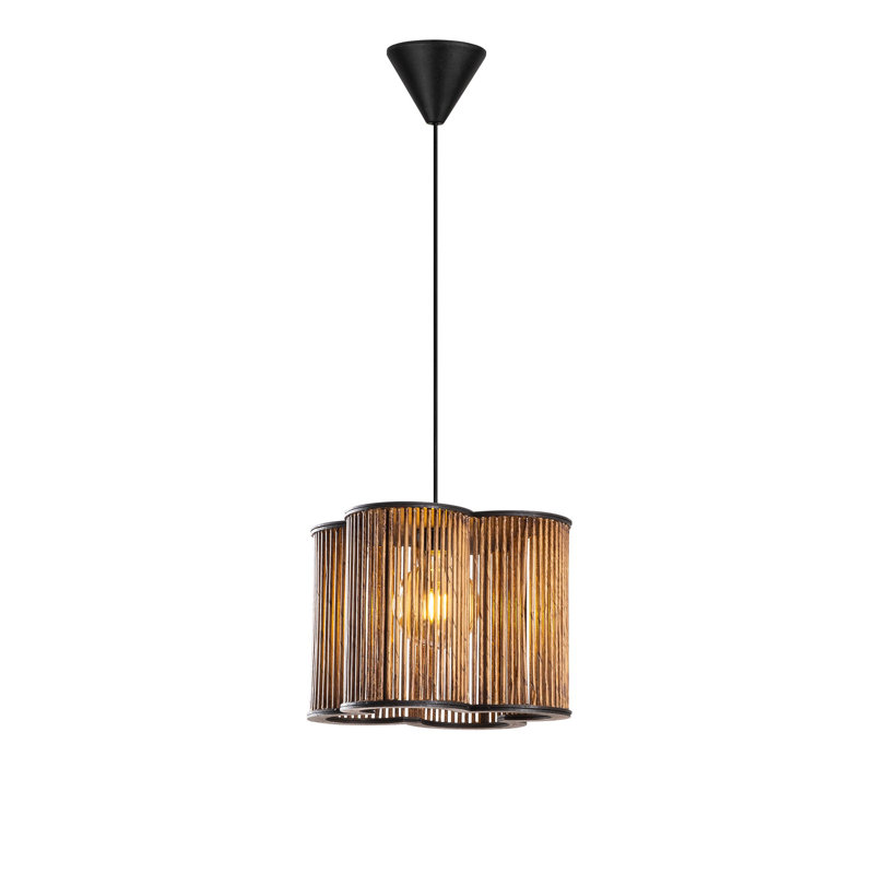 Elegant Wooden Chandelier with Imitation Bamboo Cap, Antiquation Finish, 13.4 x 13.4 x 11.8 inches | Total Height: 27.6 inches | E27 Socket, Max 40W | CE Certified | Perfect for Dining Rooms & Living Spaces