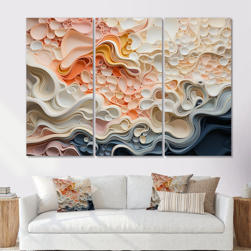Ensemble abstrait d'art mural, décoration murale moderne - composition abstraite harmonie, Toile tendue