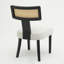 Ensemble de 2 chaises de salle à manger de style Mid-Century moderne, dossier en bois massif et filet de rotin, chaises d'appoint de salle à manger, cadre noir et ensemble de coussins beige