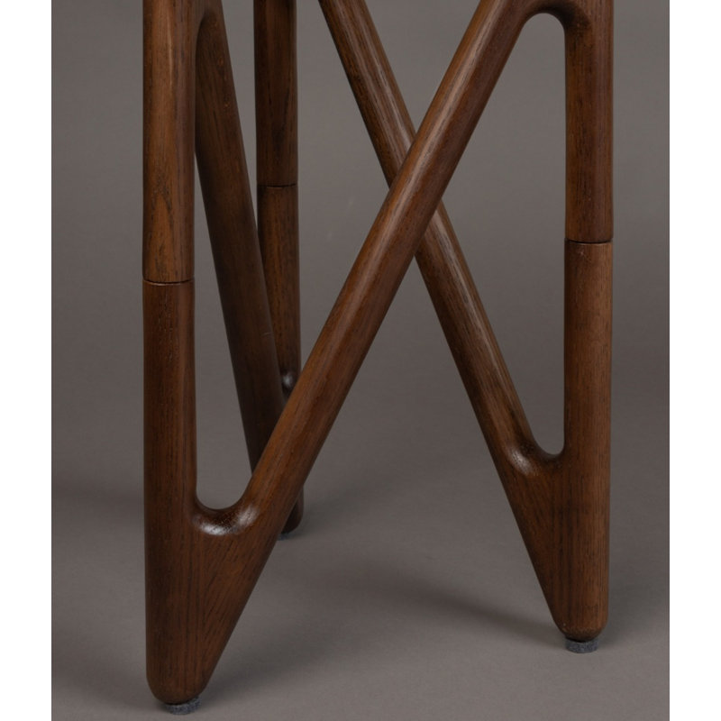 Naia Glass Single End Table, Walnut