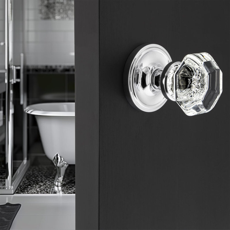 Classic Rosette with Waldorf Door Knob, Unlacquered Brass