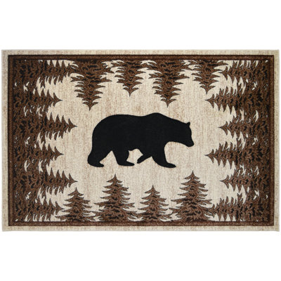 Tapis brun à motif floral Mcallier