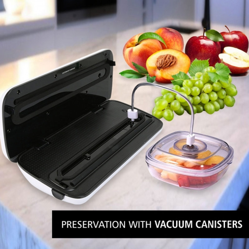 Black Automatic Food Vacuum Sealer with Reusable Bags