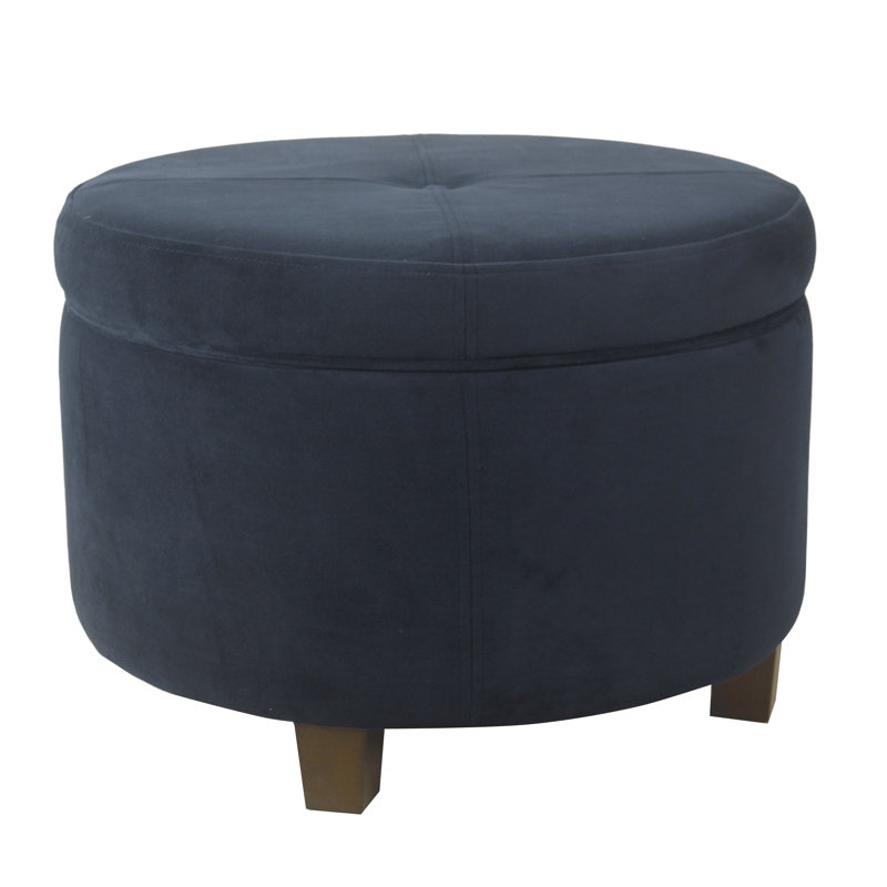 Repose-pieds rond avec rangement 24 po, Velours marine