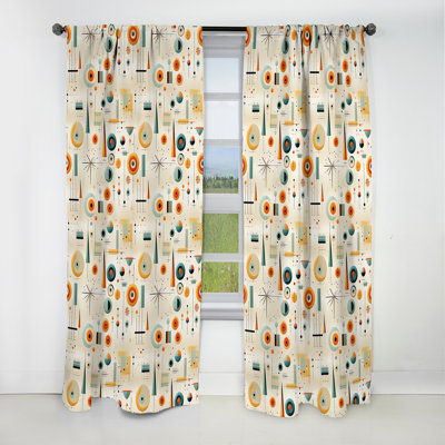 Midcentury Geometric Resurgence I - Midcentury Geometric Blackout Curtain - 1 Panels