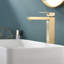 Robinet de lavabo de salle de bain à un seul trou Robinet de lavabo de salle de bain à poignée simple moderne en or brossé avec robinets de meuble-lavabo de luxe en laiton massif avec valve