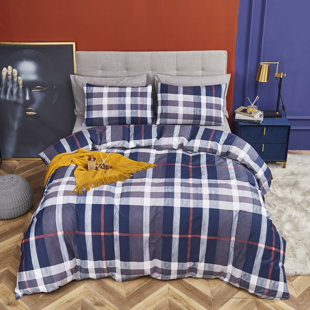 Grid Comforter Set Plaid Bedding Set 1 Checkered Comforter with Pillowcases