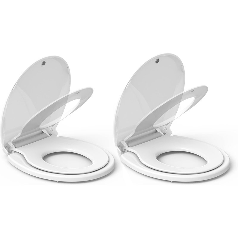 Toilet Seat with Built-in Potty Training Seat, 2 in 1 Toilet Seat for Toddlers & Adults, Soft-Close, White