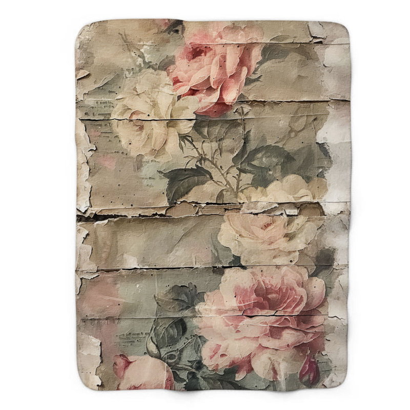 Rustic Flowers - 1 pièce Sherpa Premium, Grand lit
