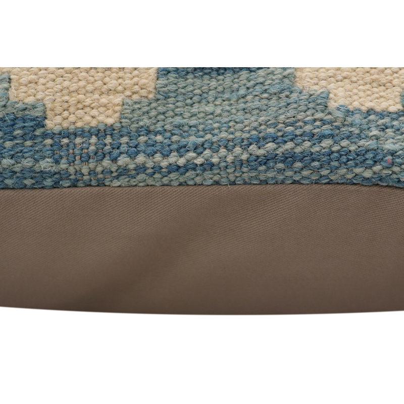 Coussin Bohème Donovan turc tissé à la main, Rouille / bleu / beige / gris géométrique 2