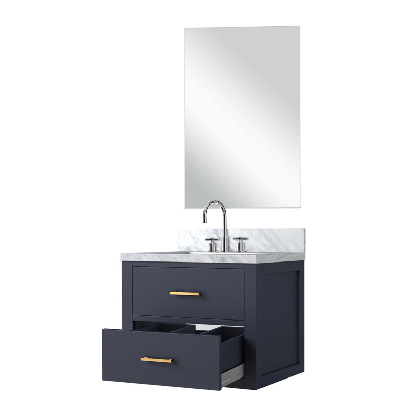 Comptoir de salle de bain en bois bleu, comptoir en acrylique, robinet et meuble-lavabo inclus, Bleu
