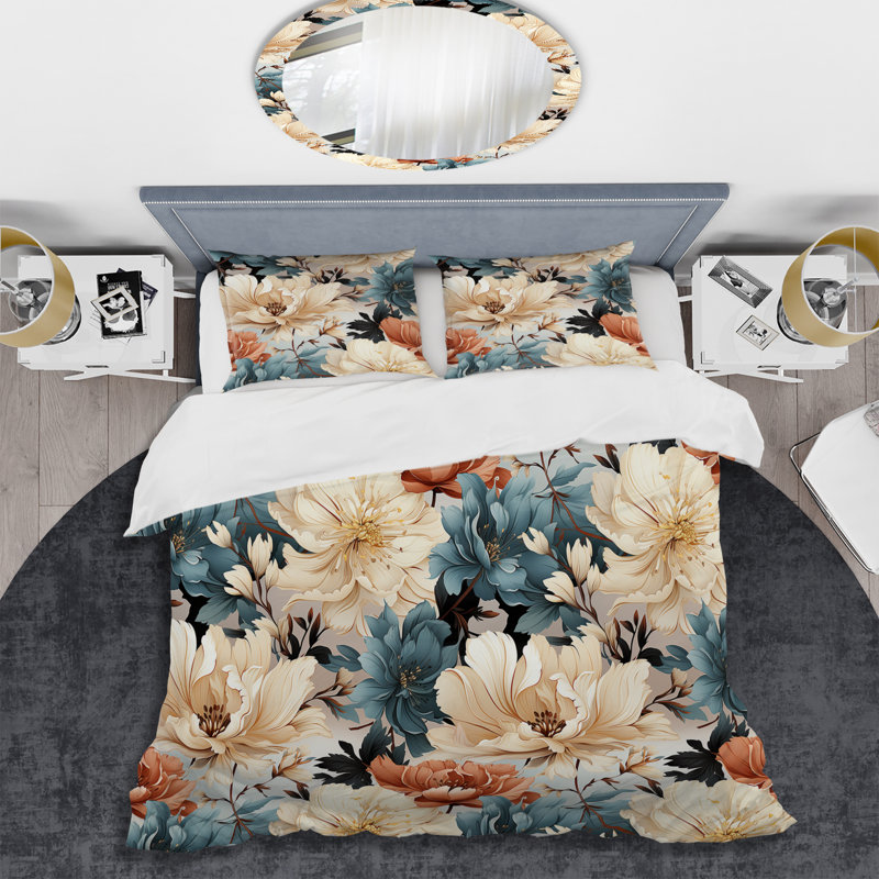 Ensemble de housse de couette Coastal Tranquil Florals Collage UnveILE I, Housse de couette pour grand lit et 2 taies décor