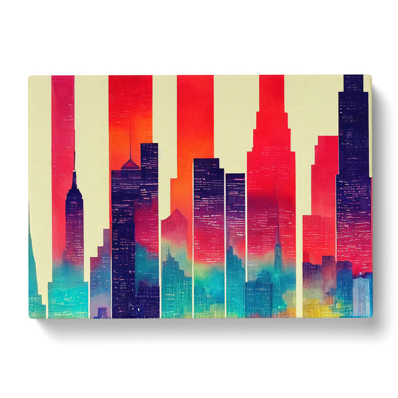 Watercolour New York Abstract - Wrapped Canvas, 50cm H x 76cm W x 3cm D