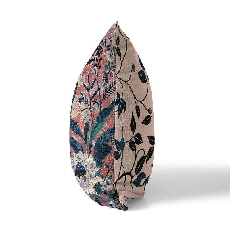 Coussin Jungle Tapisserie, H 18 po x l 18 po, Bleu/rouge