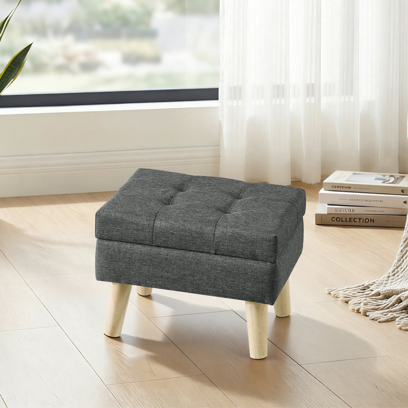 40cm Wide Clear Utility Stool Ottoman, Grey