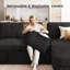 Canapé modulaire en forme de L avec lit escamotable, canapé-lit modulaire avec rangement, noir-1559635980