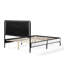 Lit double avec tête de lit en tissu blanc bouclé, cadre industriel argenté champagne + noir, lattes solides pour un poids de 800 lb, assemblage rapide dans la chambre à coucher avec charge en bois rembourré-1921844441