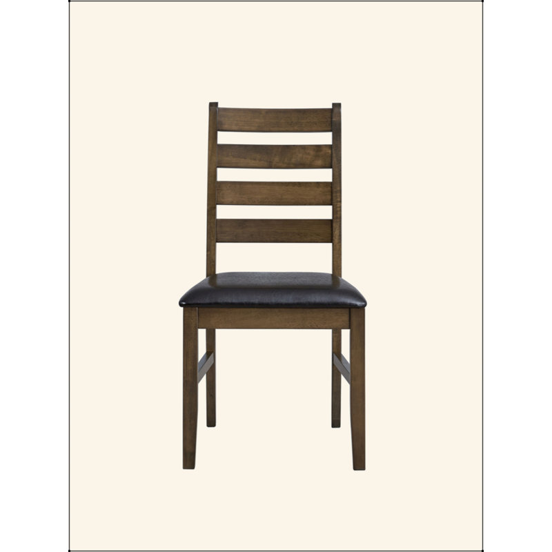 Chaise d'appoint en cuir synthétique brun et noyer (ensemble de 2)