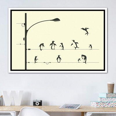 «Penguins on a Wire», art encadré