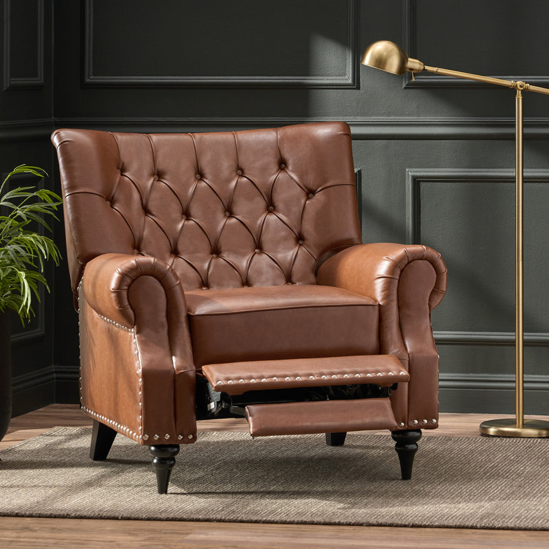 Camay Upholstered Recliner, Cognac Faux Leather