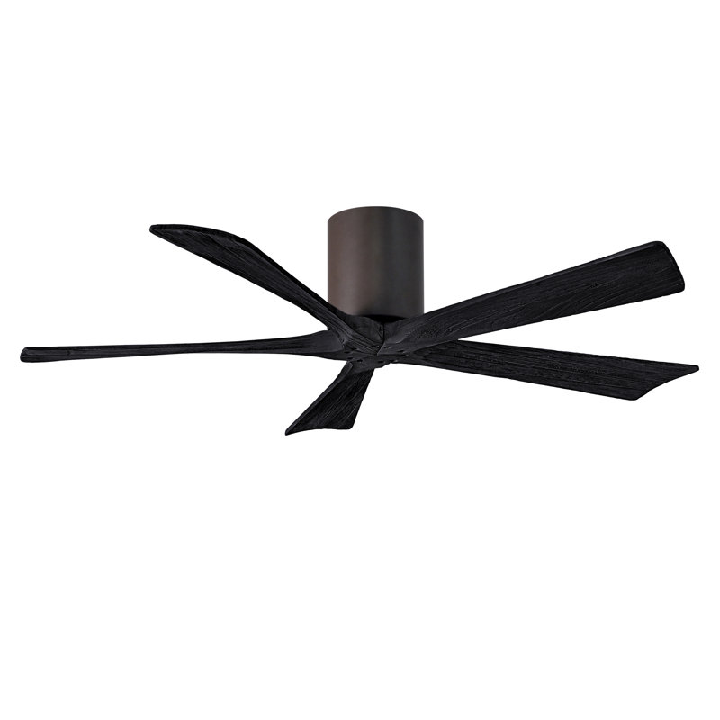 60" Irene 5-Blade Hugger Ceiling Fan with Wall Remote, Textured Bronze, Matte Black, 52"