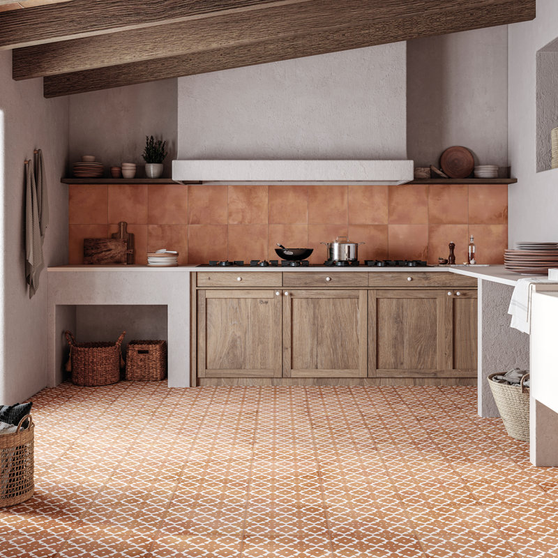 Bari Fortuna 12-7 / 8 po X 12-7 / 8 po Carreau de porcelaine pour plancher et mur, Brun / blanc