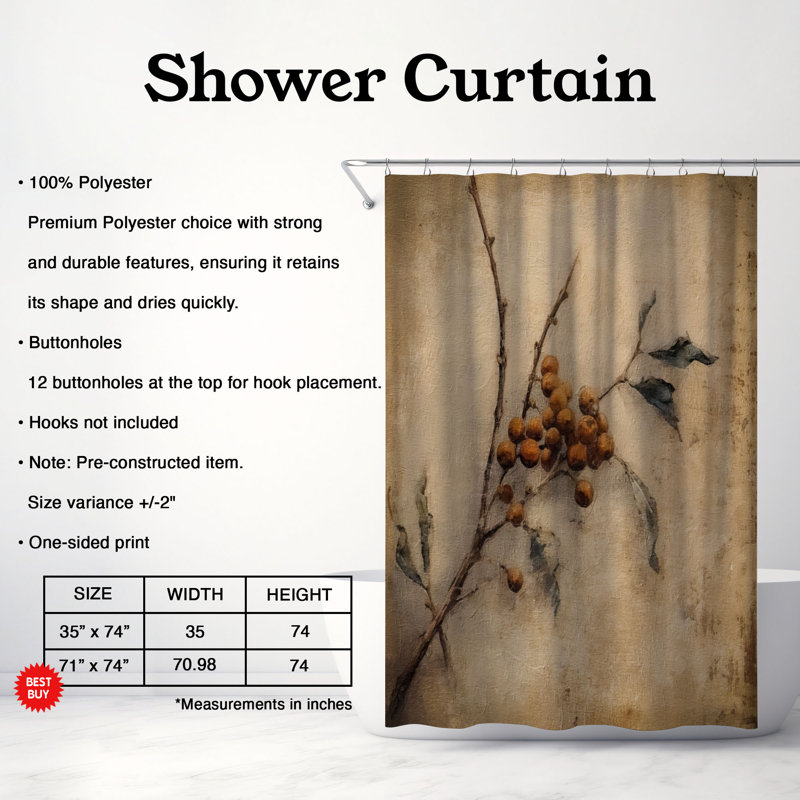 Rideau de douche Fruggiero, H 74 po x l 71 po