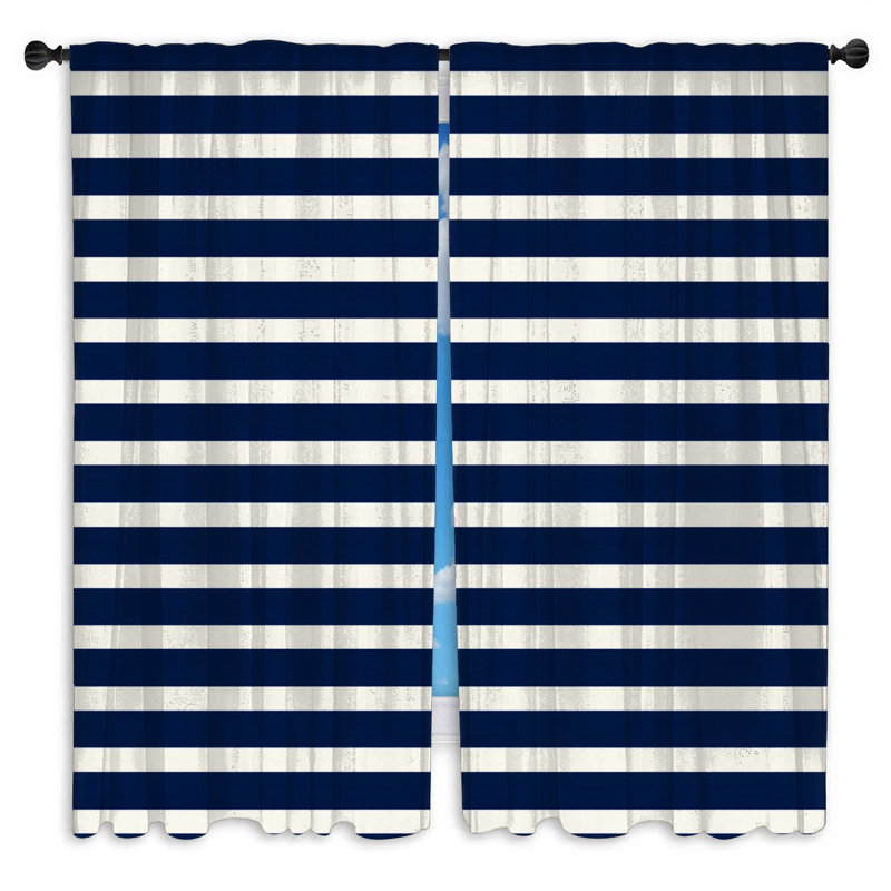 Rideau de fenêtre bleu marine à motif de voilage et obscurcissant - 2 panneaux, 40in x 60in - 2 panels