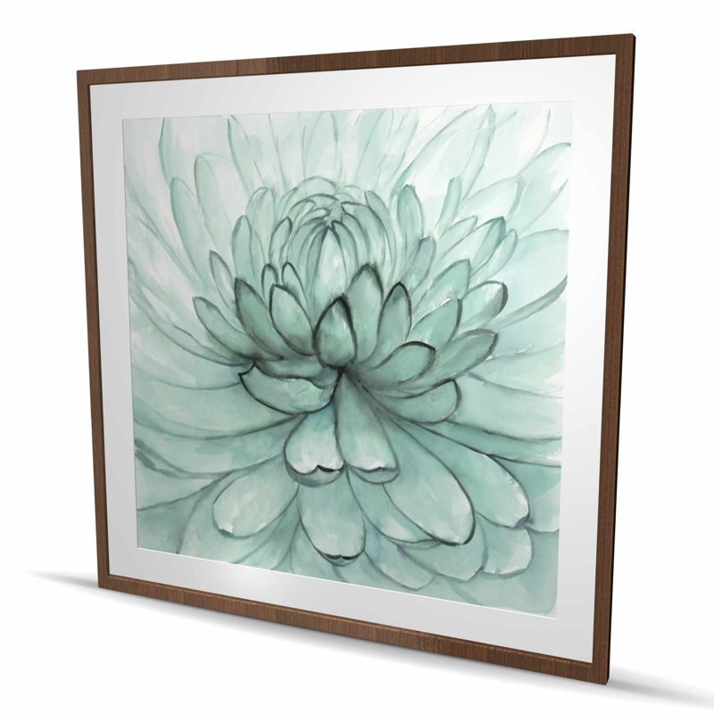 Turquoise - impression florale matte encadrée pour la décoration intérieure, H 48 po x l 48 po