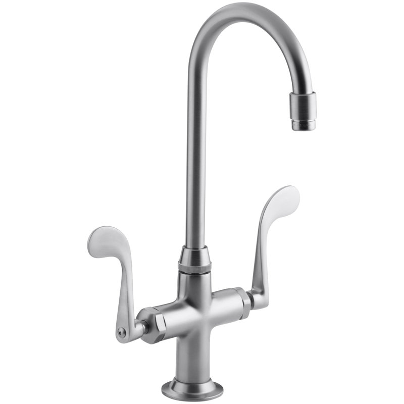 Robinet de cuisine à poignée double Essex, Chrome brossé