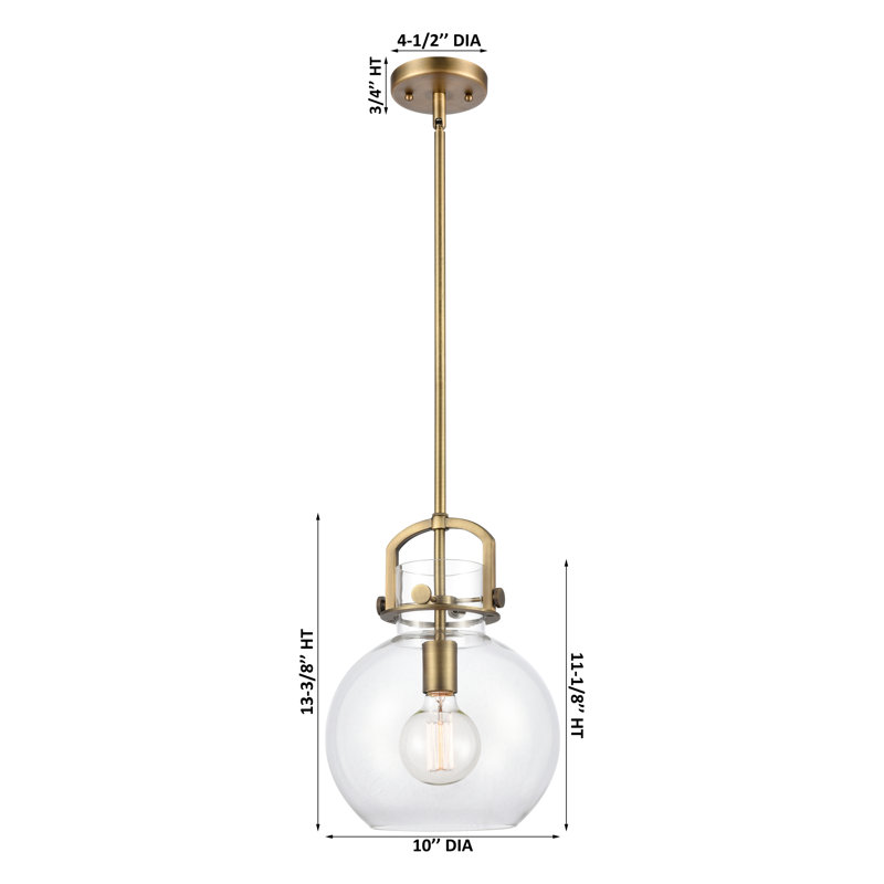 Luminaire suspendu à tige 1 lumière 18 "Sligo, H 13,38 po x l 10 po x P 10 po, Mercure, Bronze champagne