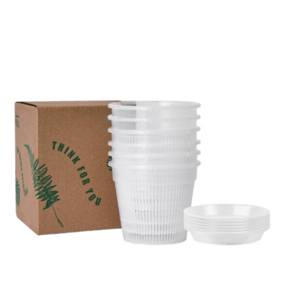 Clear Orchid Pots With Drainage & Saucers, 6.3" (set Of 6)
