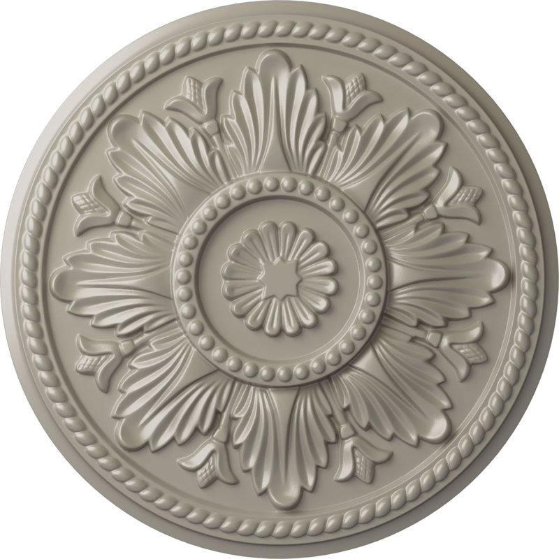 Médaillon de plafond Endurathane Edinburgh, DE 18 po x P 1 3/4 po (convient aux auvents jusqu'à 5 1/4 po), fini blanc perle peint à la main