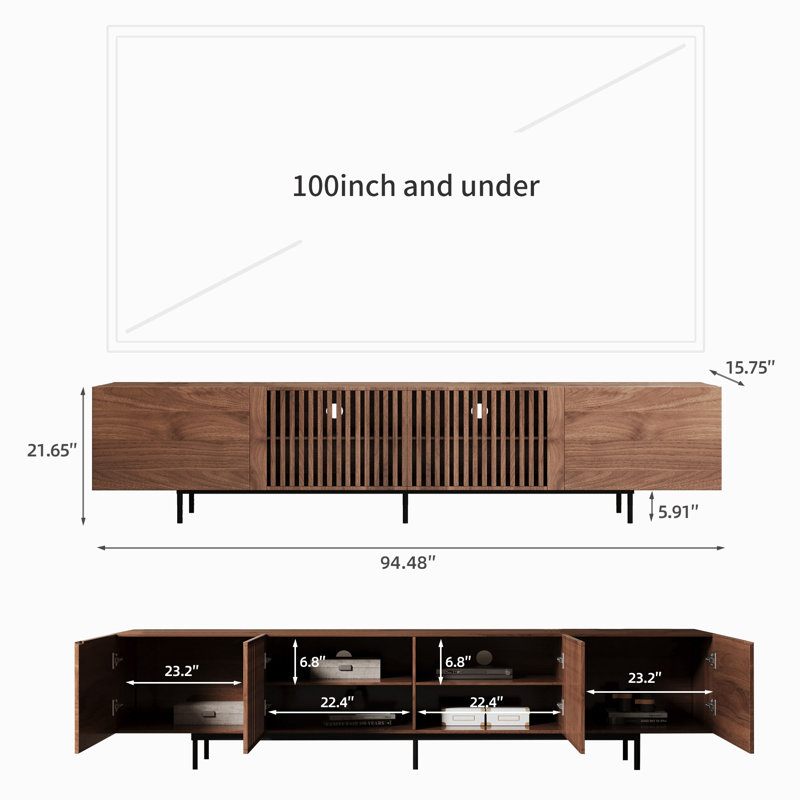 94.48" Media Console TV Stand for Living Room with Large Storage, Modern Style