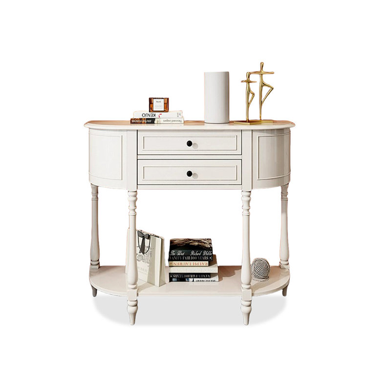Console blanche en bois massif, 37.4" H x 35.43" W x 14.17" D