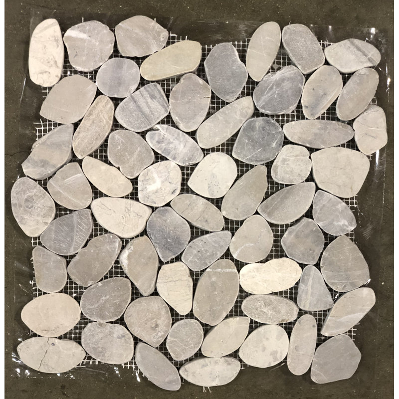 Tuile de pebble en pierre naturelle 12" x 12" cut flat