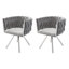 Set of 2 Woven Velvet Dining Armchairs, Upholstered Side Chairs with Braided Backrest, Chrome Electroplated Metal Legs, Grey-1628004130