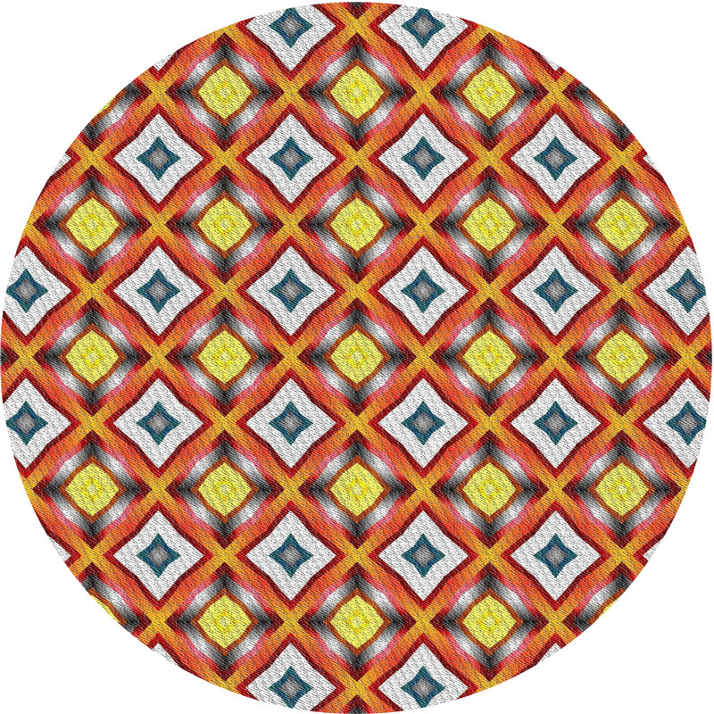 Tapis orange / jaune Power Loom, Rond 5 pi